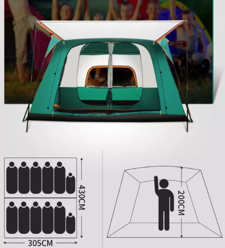 Açık 8 Kişilik Büyük Kamp Çadırı